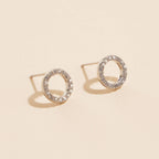 18K Gold Dipped Open Circle CZ Stud Earrings | Pavé Halo