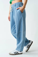 Cotton Blend Mineral Wash Cropped Straight Leg Pants