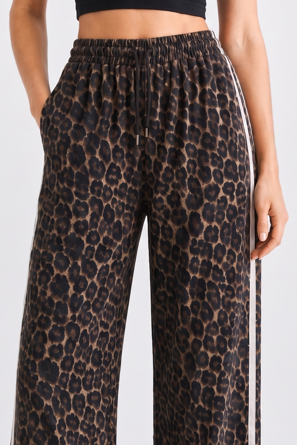 CP12379 - SIDE STRIPE LEOPARD PRINT PANTS