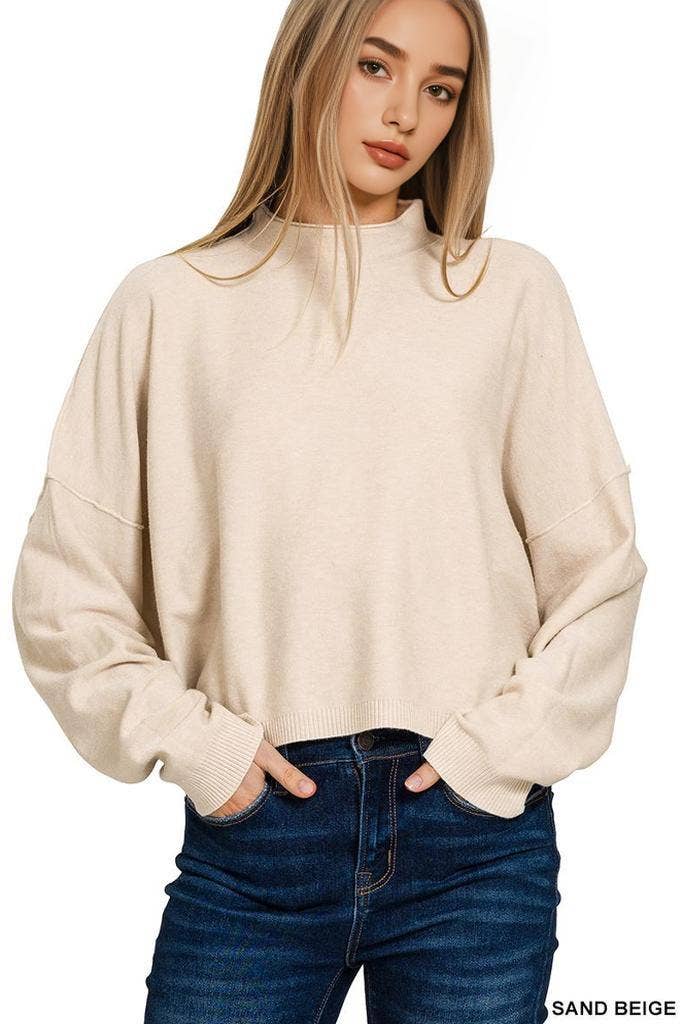 Mock Neck Fall Crop Sweater