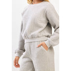 QUILTED CREW NECK SWEATSHIRT AND PANTS SET
