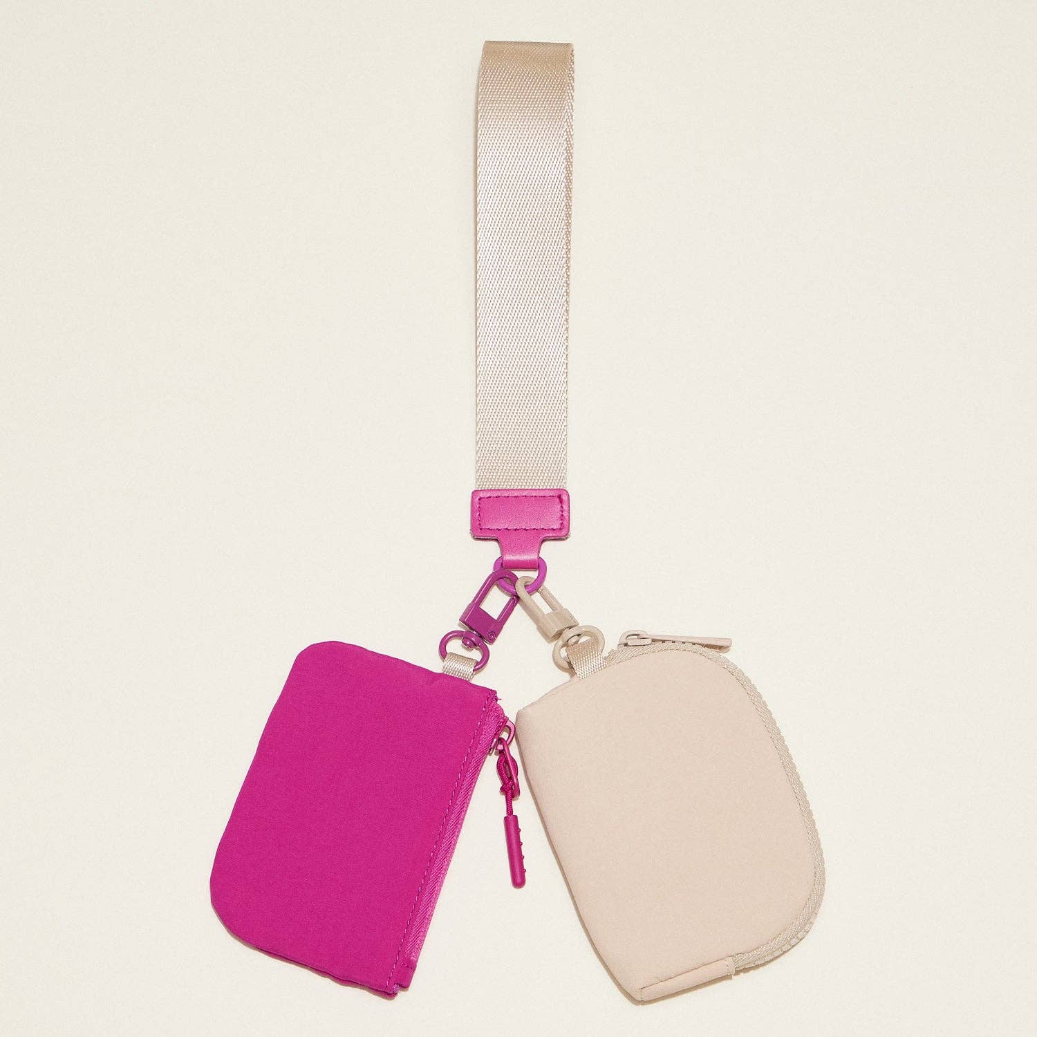 Fabric Dual Pouch Wristlet Wallet | Keychain Holder