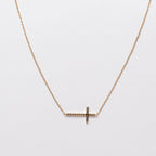 18K Gold Dipped CZ Sideways Cross Necklace