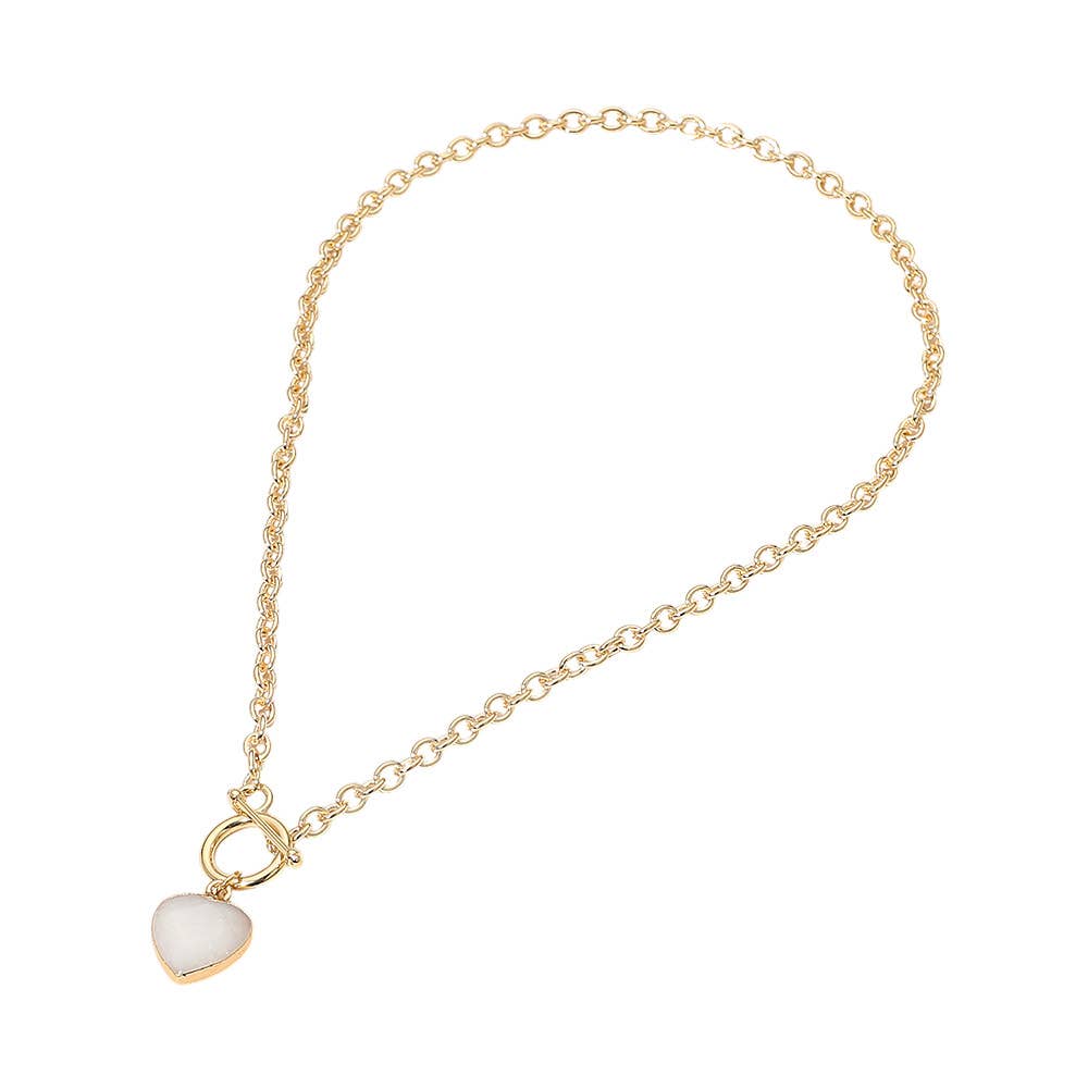 Heart Charm Pendant Toggle Necklace