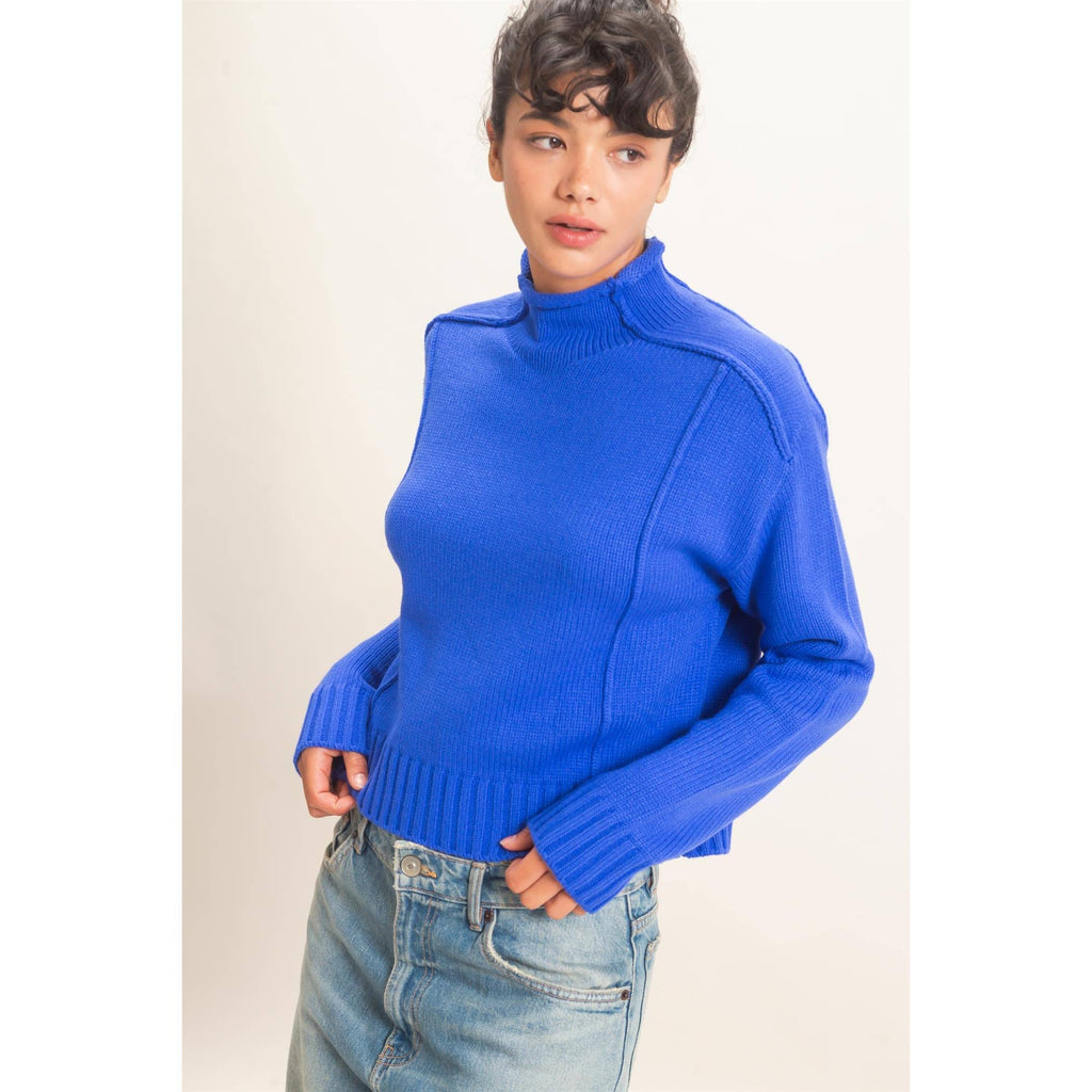 Roll Neck Sweater With Reversed Seam