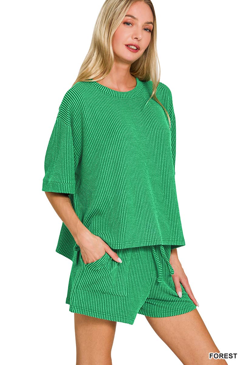 Rib Tee & Shorts 2pc Set