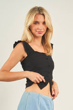 11054-RUFFLE BUTTON  DOWN TANK TOP