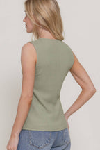 Sleeveless Crew Neck Texture Knit Vest