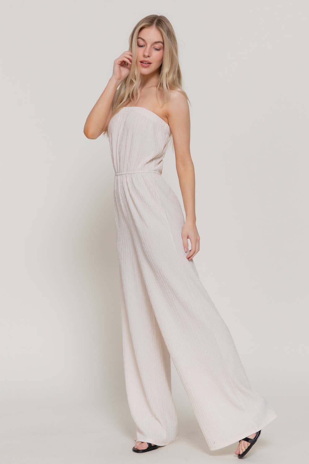Crinkle Knit Tube Jumpsuit