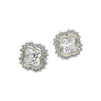 14K Gold Plated Quatrefoil CZ Stud Earrings