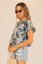 Floral Tiered Ruffle Blouse