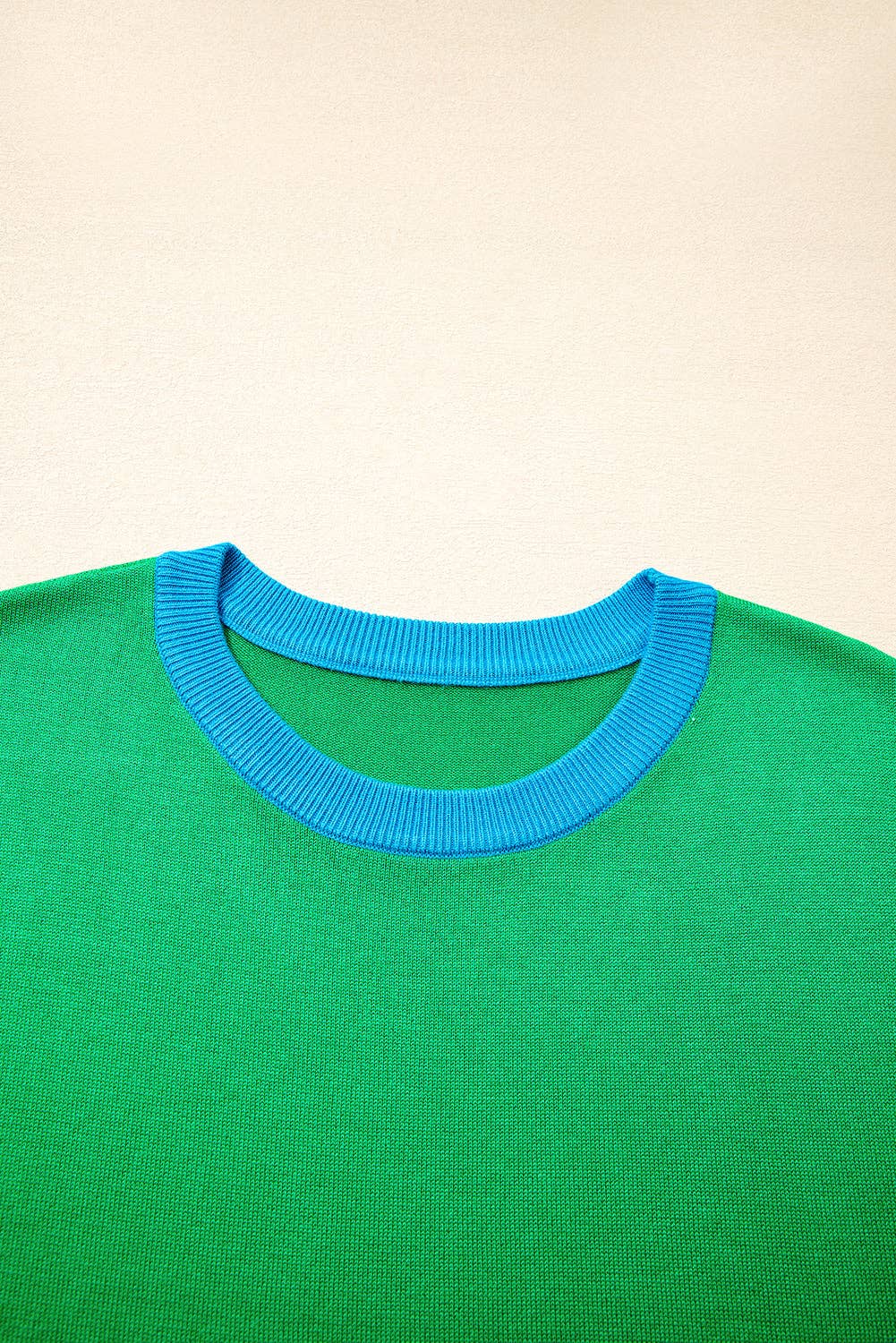 Contrast Trim Crewneck Short Sleeve Sweater