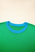 Contrast Trim Crewneck Short Sleeve Sweater