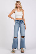 P1371W-MD HIGH RISE STRETCH SLIM WIDE LEG W/ DESTROYED HEM