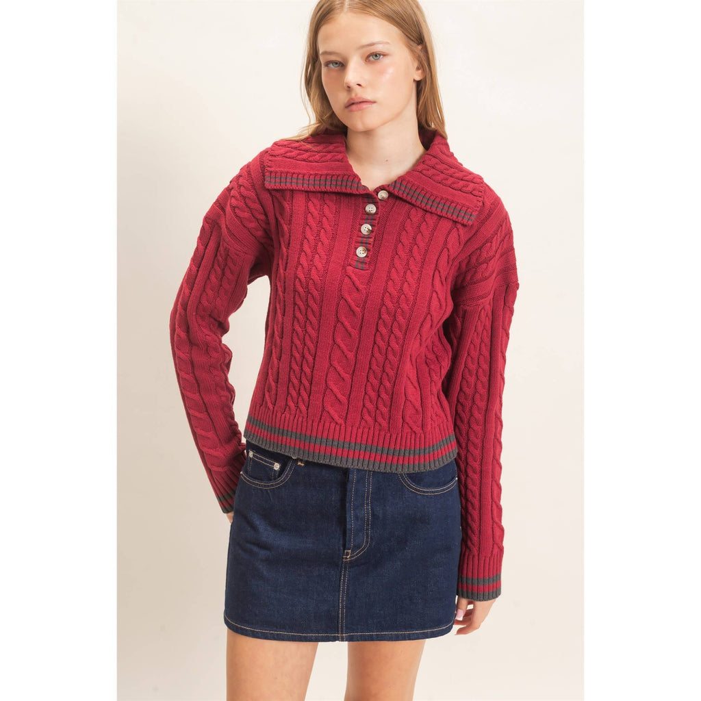 Cable Knit Collar Sweater