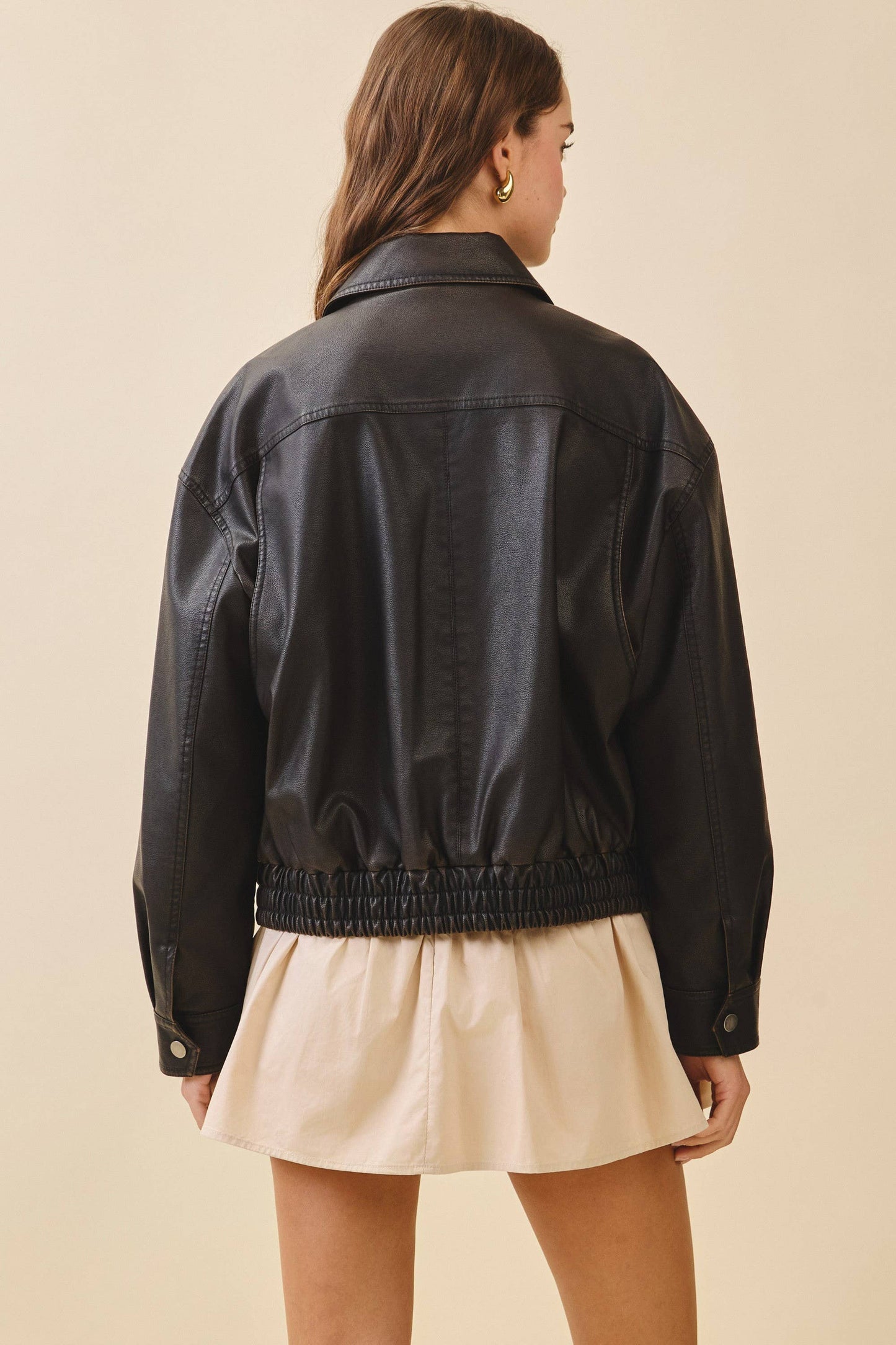 Faux Leather Zipper Jacket