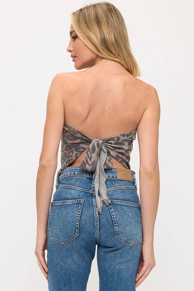 PUFF' Free Bird Vintage Graphic Printed Back Tie Tube Top