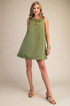 Round Neck Shift Mini Dress