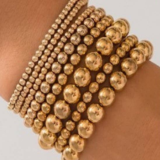 CLASSIC MULTI BALL CHAIN BEAD STRETCHABLE BRACELET | 40B5203