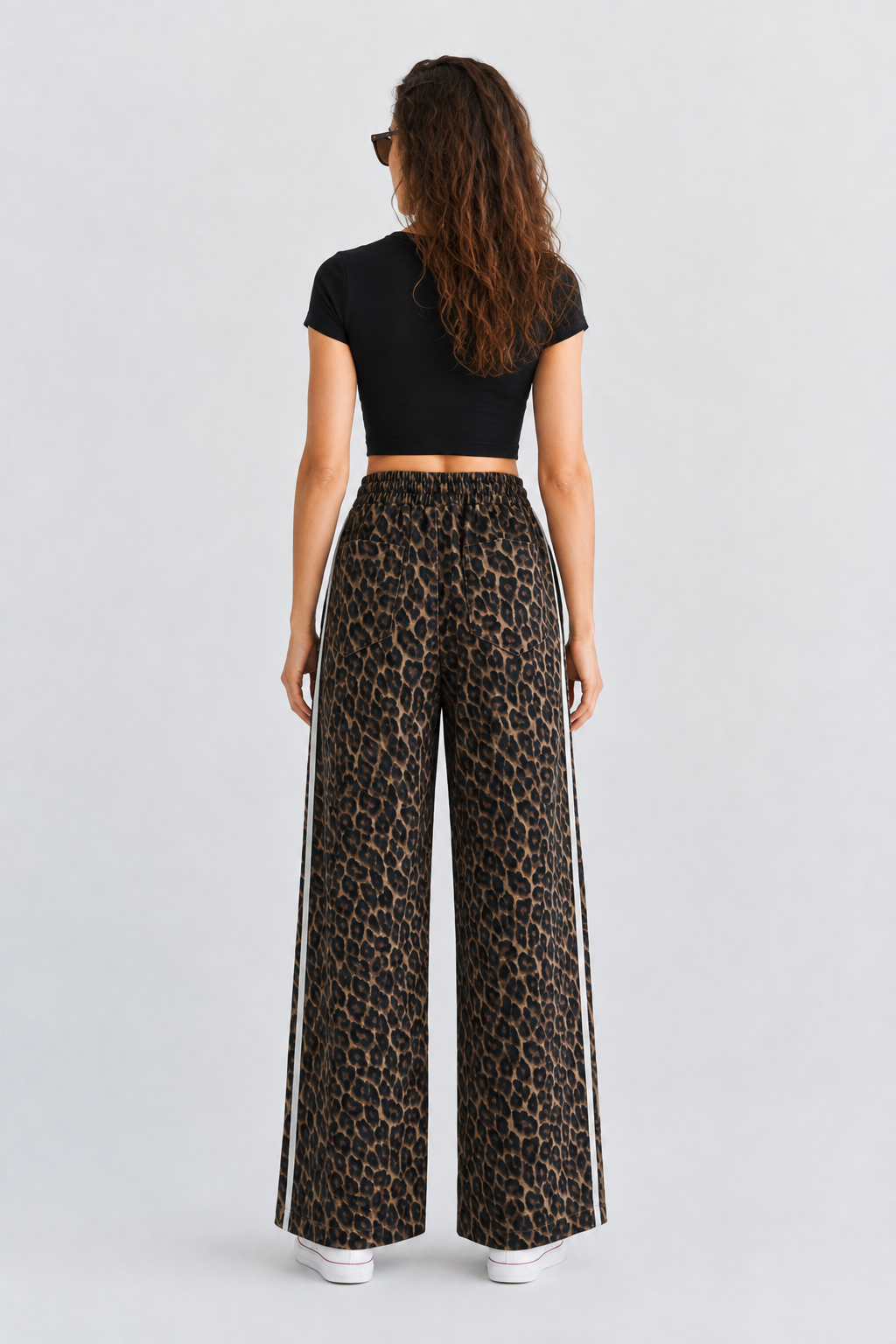 CP12379 - SIDE STRIPE LEOPARD PRINT PANTS