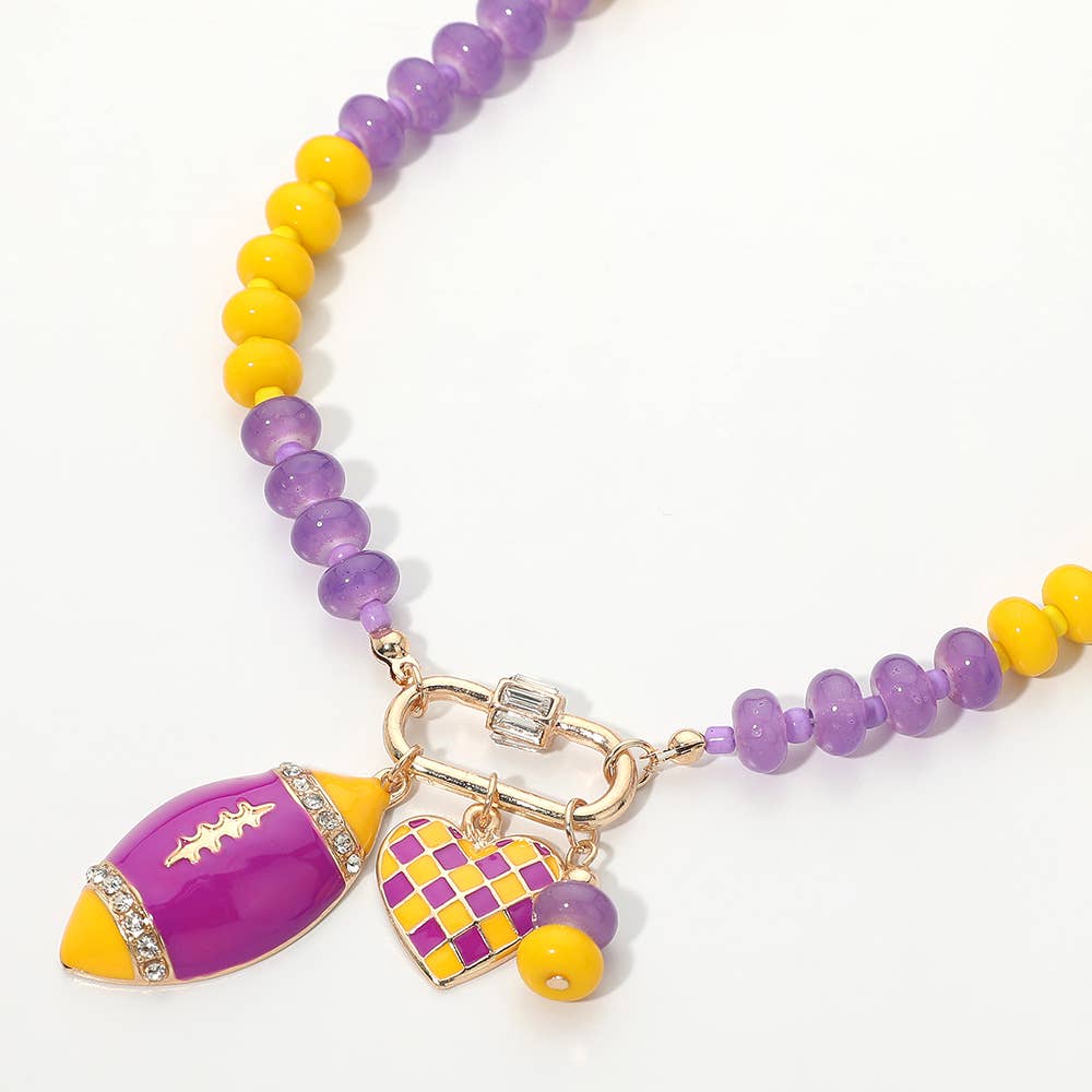 Gameday Football Beaded Necklace