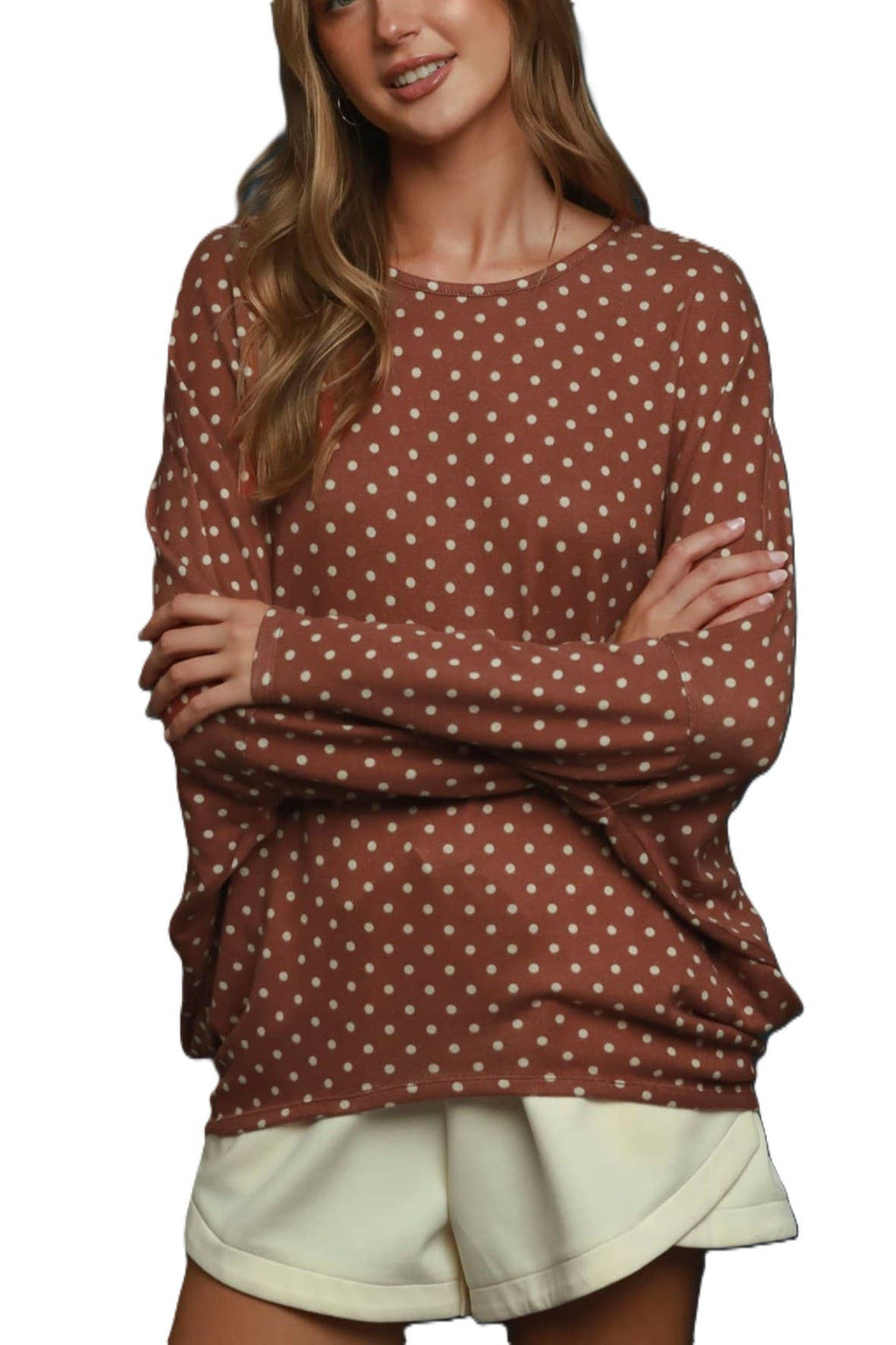 Polka Dot Knit Oversized Top