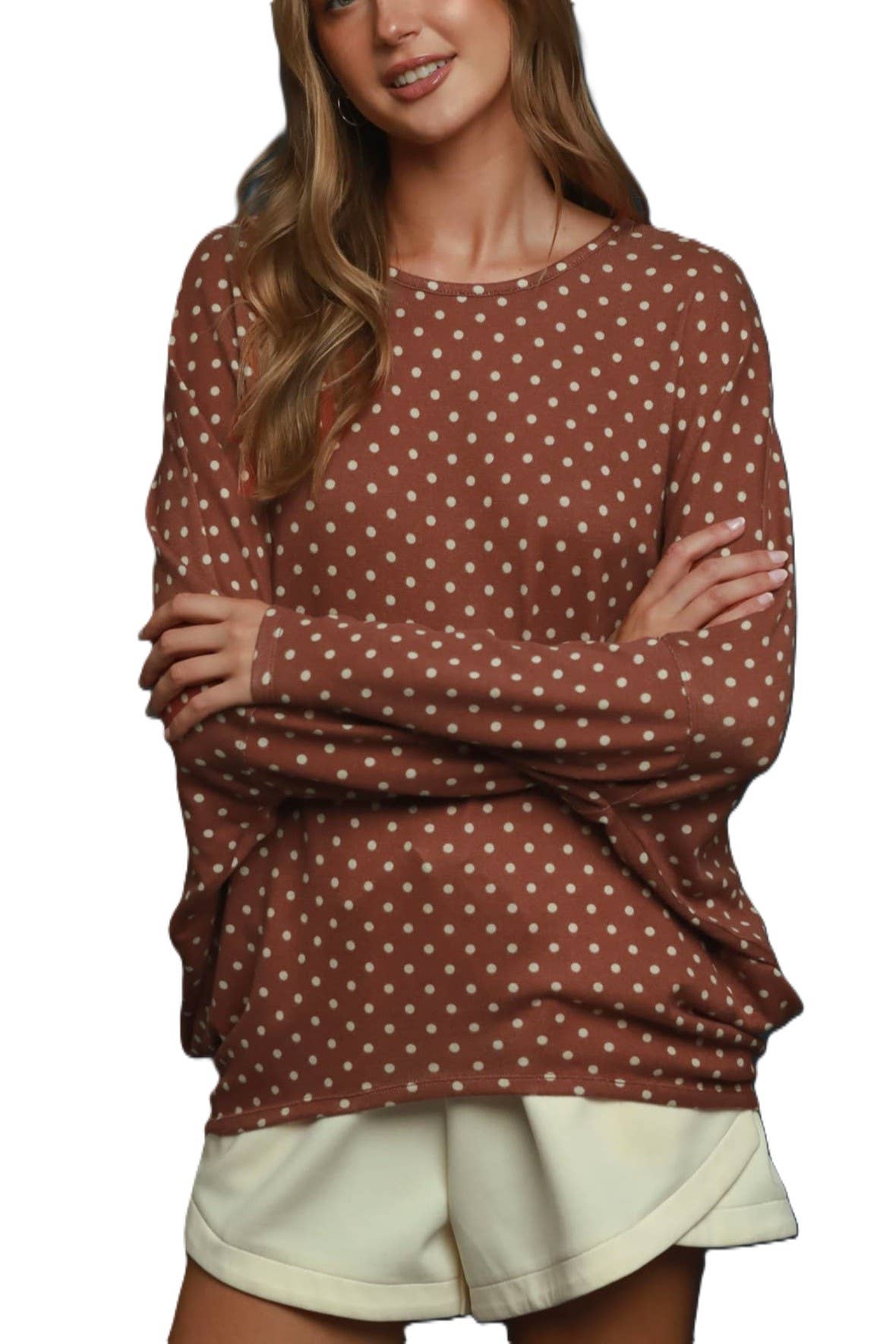 Polka Dot Knit Oversized Top