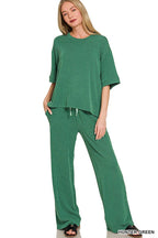 Raised Rib Short Sleeve Tee And Pants Set