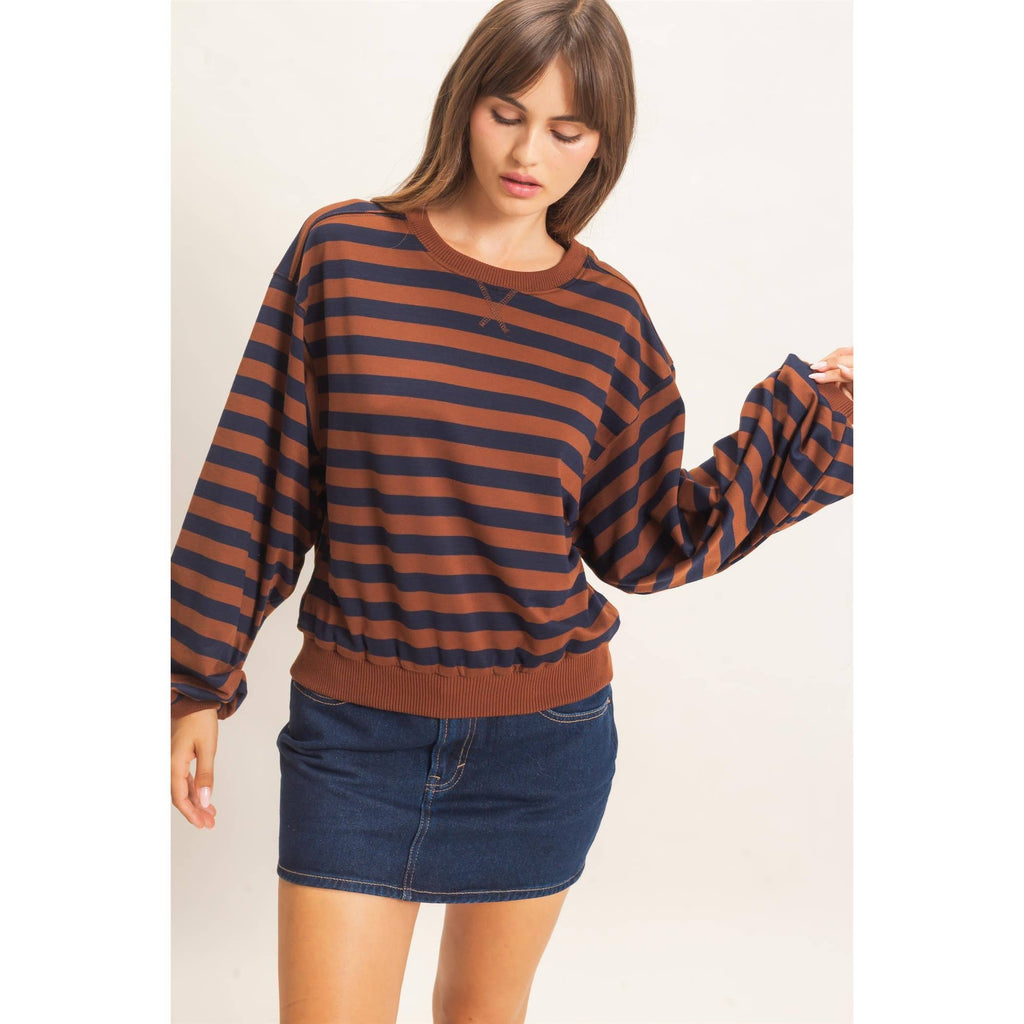 Striped Crew Neck Sweatshirt