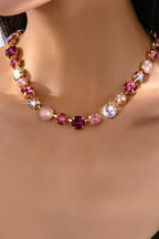 Multi-Tone Pink and Purple Crystal Tennis Necklace| 80N93416