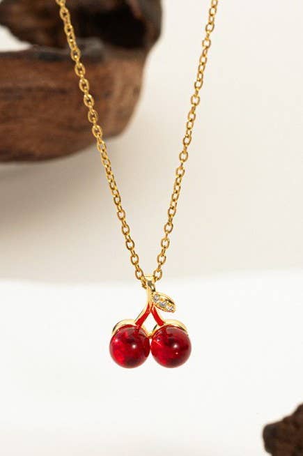 18K STAINLESS STEEL STRAWBERRY NECKLACE