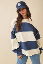 8551GN Contrast Panel Long Sleeve Slouchy Top