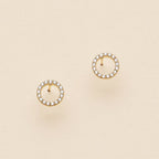 18K Gold Dipped Open Circle CZ Stud Earrings | Pavé Halo