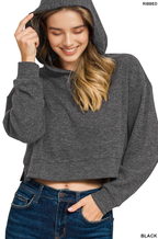 Ribbed Crop Hoodie Pullover Set