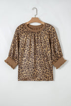 PRETTY BASH Metallic Leopard 3/4 Sleeve Blouse