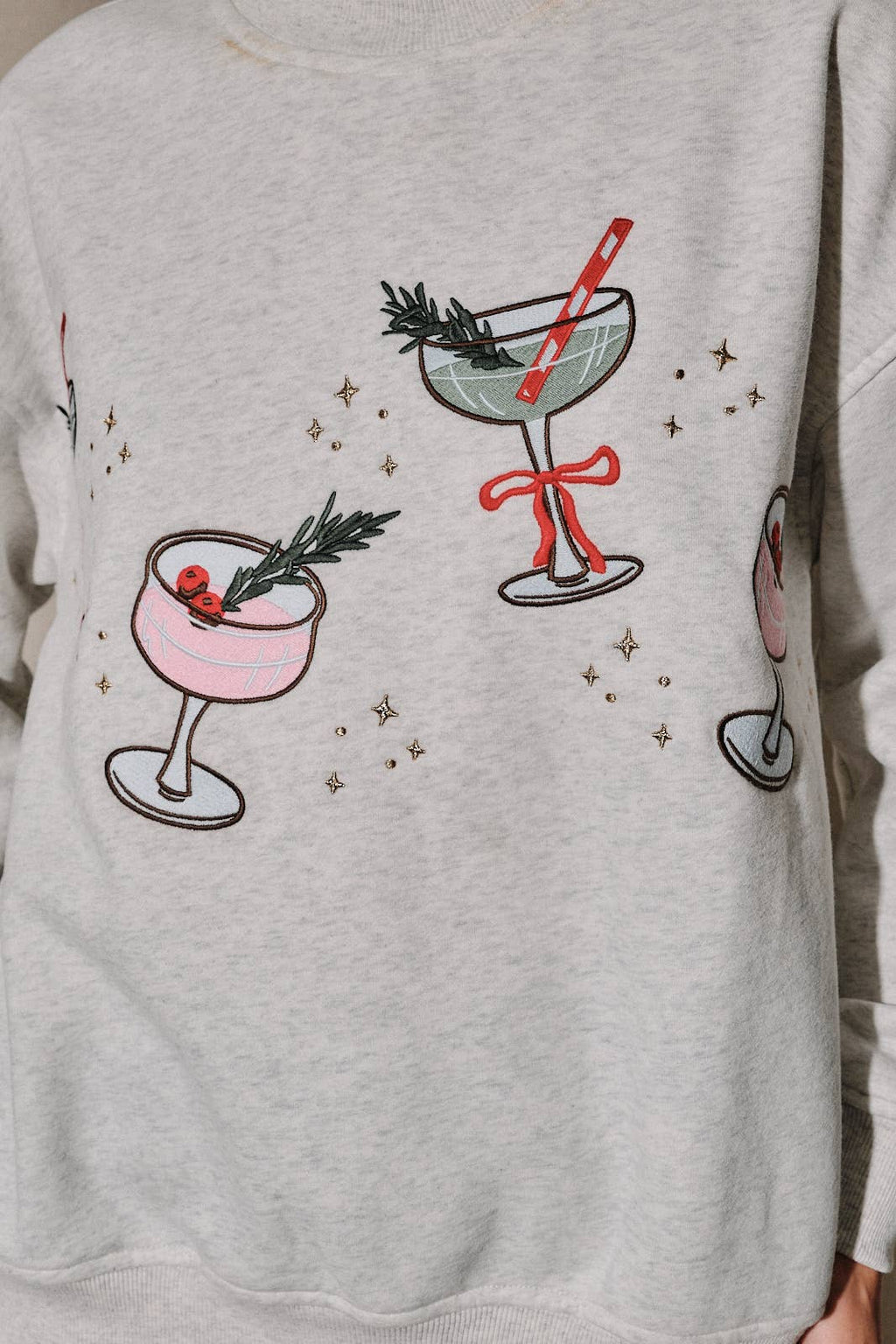 Mock Neck Christmas Cocktail Graphic Sweatshirt