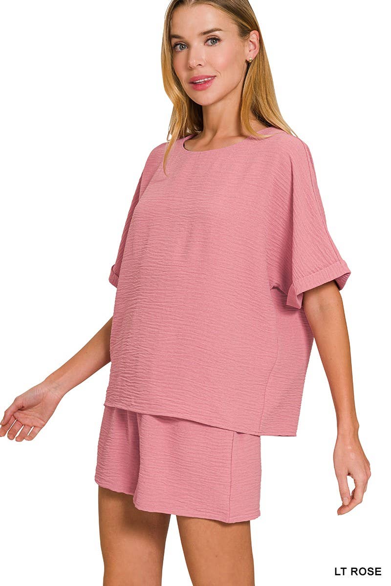 Woven Airflow Top And Shorts Set