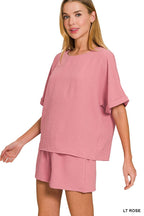 Woven Airflow Top And Shorts Set