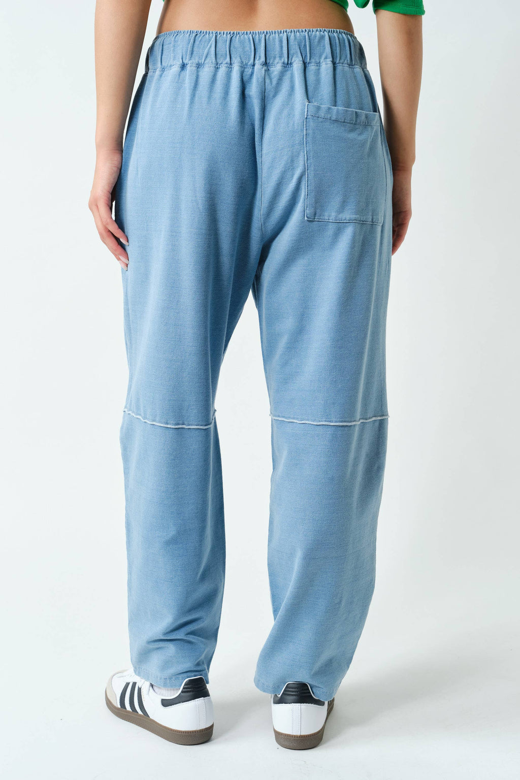 Cotton Blend Mineral Wash Cropped Straight Leg Pants