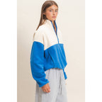 Fleece Color Contrast Half Zip Pullover