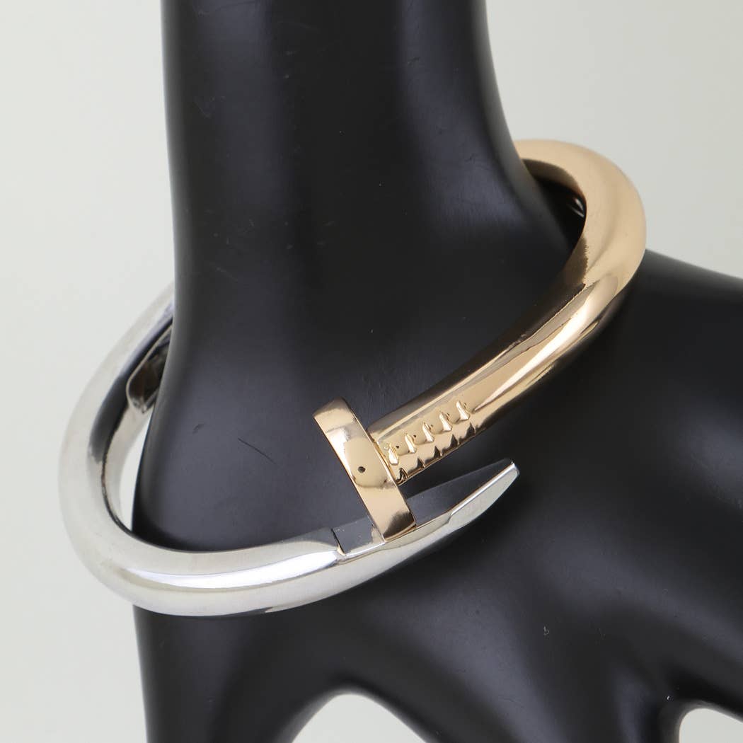 Two Tone Nail Head Hinged Bangle