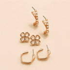 Floral Gem Pearl Hoop Trio Earrings | 80E62420