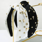 Cross and Crystal Embellished Knot Headband | 40HB196