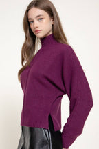 Long Slv High Neck Sweater Top