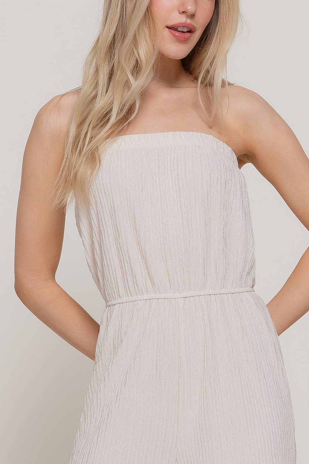Crinkle Knit Tube Jumpsuit