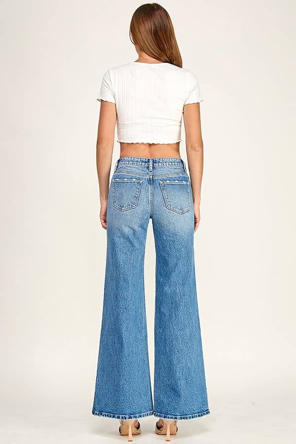 P7146W-MD MID RISE COMFORT WIDE LEG W/ SEAM DETAILING
