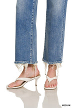 Straight Raw Hem Denim Pants