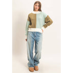 Color Block Mock Neck Sweater