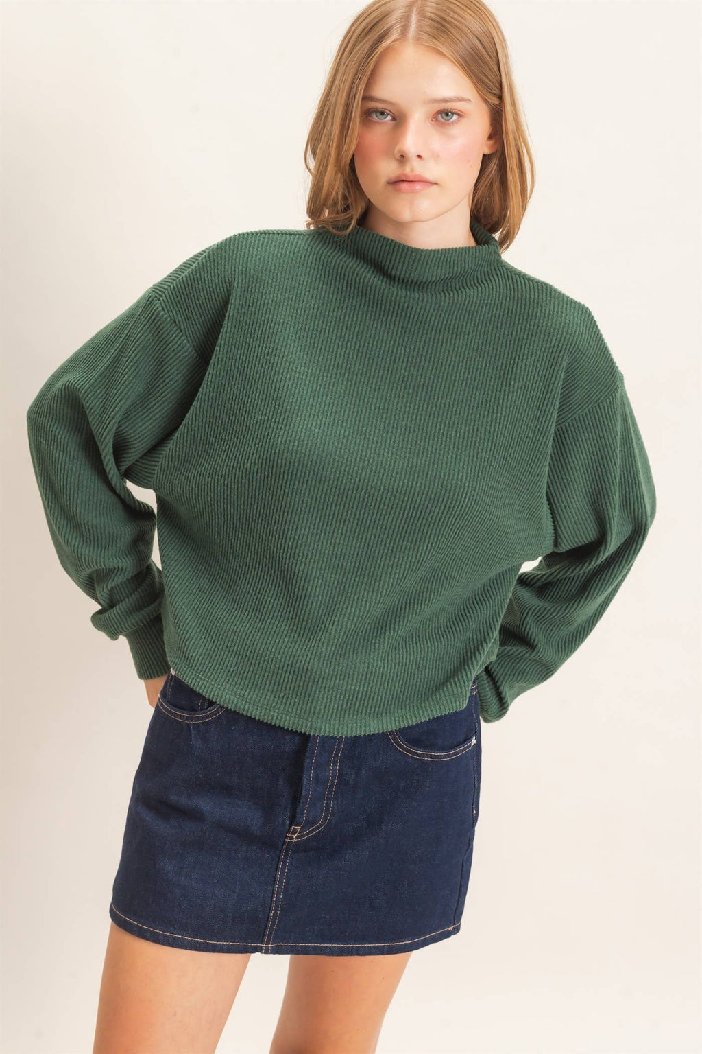 Ribbed Mock Neck Top