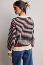Striped Textured Knit Sweater FSW0063